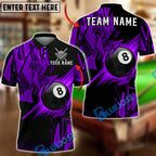 BlueJose Billiards 8 Ball Shattering Glass Lightning Graphic Personalized Name Shirt (4 Colors)