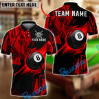 BlueJose Billiards 8 Ball Shattering Glass Lightning Graphic Personalized Name Shirt (4 Colors)