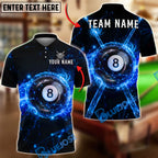 BlueJose Billiards 8 Ball Neon Galaxy Cross Cue Graphic Personalized Name Shirt (4 Colors)