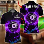 BlueJose Billiards 8 Ball Neon Galaxy Cross Cue Graphic Personalized Name Shirt (4 Colors)
