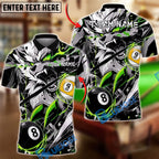 BlueJose Billiards Ball 8&9 Wolf Neon Aggressive Graphic Personalized Name Shirt (4 Colors)