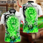 BlueJose Billiards Ball 8 Lion Electric Lightning Power Design Personalized Name Shirt (4 Colors)