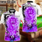 BlueJose Billiards Ball 8 Lion Electric Lightning Power Design Personalized Name Shirt (4 Colors)