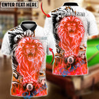BlueJose Billiards Ball 8 Lion Electric Lightning Power Design Personalized Name Shirt (4 Colors)