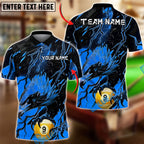 BlueJose Billiards Ball 9 Eagle Lightning Black Fierce Design Personalized Name Shirt (6 Colors)
