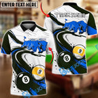 BlueJose Billiards Ball 8 Ball 9 Bull Power Motion Dynamic Design Personalized Name Shirt (4 Colors)