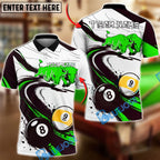 BlueJose Billiards Ball 8 Ball 9 Bull Power Motion Dynamic Design Personalized Name Shirt (4 Colors)