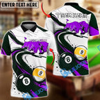 BlueJose Billiards Ball 8 Ball 9 Bull Power Motion Dynamic Design Personalized Name Shirt (4 Colors)