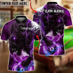 BlueJose Billiards Ball 8 Black Lion Lightning Fierce Power Design Personalized Name Shirt (4 Colors)