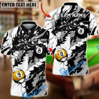 BlueJose Billiards Ball 8&9 Dragon Black Ink Splash Artistic Design Personalized Name Shirt (6 Colors)