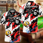BlueJose Billiards Ball 8&9 Dragon Black Ink Splash Artistic Design Personalized Name Shirt (6 Colors)
