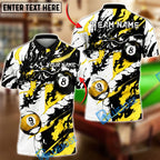 BlueJose Billiards Ball 8&9 Dragon Black Ink Splash Artistic Design Personalized Name Shirt (6 Colors)