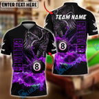 BlueJose Billiards Ball 8 Eagle Lightning Fire Power Design Personalized Name Shirt (4 Colors)