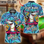 BlueJose Billiards Ball 8 Pool Game Cartoon Shark Graffiti Style Personalized Name Shirt (4 Colors)