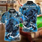 BlueJose Billiards Ball 8 Grim Reaper Paint Splash Personalized Name Shirt (4 Colors)