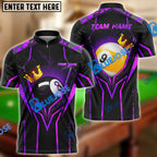 BlueJose Billiards King 8 Ball & 9 Ball Personalized Name, Team Name Shirt (4 Colors)