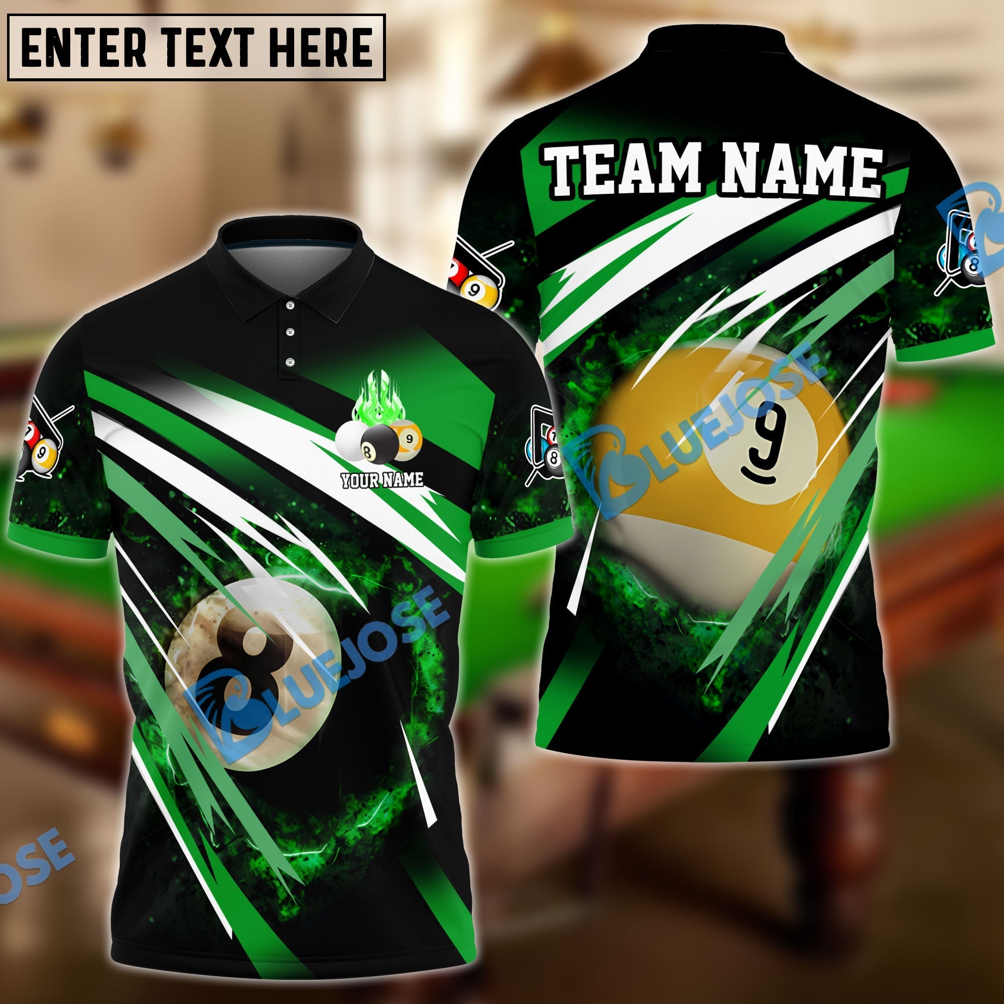 BlueJose Billiards Explosion Personalized Name, Team Name Unisex Shirt (6 Colors)