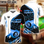 BlueJose Billiards 8-Ball Pool Champion Golden Personalized Name & Team Name Shirt (4 Colors)