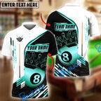 BlueJose Billiards 8-Ball Pool Champion Golden Personalized Name & Team Name Shirt (4 Colors)