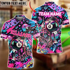 BlueJose Billiards 8-Ball Graffiti Game Character Personalized Name Shirt (4 Colors)