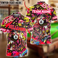 BlueJose Billiards 8-Ball Graffiti Game Character Personalized Name Shirt (4 Colors)