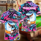 BlueJose Billiards Graffiti Cool Dolphin 9 Ball Character Personalized Name Shirt (4 Colors)