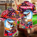 BlueJose Billiards Graffiti Cool Dolphin 9 Ball Character Personalized Name Shirt (4 Colors)