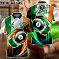 BlueJose Billiards Ireland Flag 8 Ball Green Energy Swirl Personalized Shirt