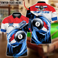BlueJose Billiards Netherlands Flag 8 Ball Blue Energy Swirl Personalized Shirt