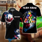 BlueJose Billiards Texas Flag 8 Ball Stars And Stripes Style Personalized Shirt (2 Colors)