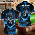 BlueJose Billiards Mystic Dragon Fire Ball 8 Customized Name, Team Name 3D Shirt (6 Colors)