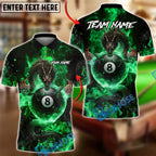 BlueJose Billiards Mystic Dragon Fire Ball 8 Customized Name, Team Name 3D Shirt (6 Colors)