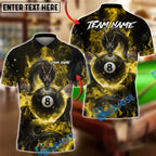 BlueJose Billiards Mystic Dragon Fire Ball 8 Customized Name, Team Name 3D Shirt (6 Colors)
