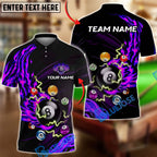 BlueJose Billiards Fire Flame Lightning 8 Ball Pool Customized Name, Team Name 3D Shirt (4 Colors)