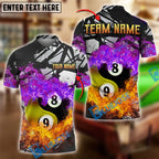 BlueJose Billiards Yin And Yang Ball 89 Double Flame Personalized Name Shirt (4 Colors)
