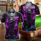 BlueJose Billiards 8 Ball Fiery Skeleton Personalized Name, Team Name Unisex Shirt (4 Colors)