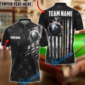 BlueJose Billiards Ball 8 with USA Flag Stripes Pattern Customized Name, Team Name 3D Shirt
