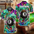 BlueJose Billiards Ball 8 Pool Graffiti Pattern Personalized Name Shirt (4 Colors)