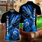 BlueJose Billiards 8 Ball Dragon Fire Light Personalized Name Shirt (4 Colors)