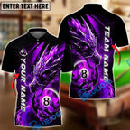 BlueJose Billiards 8 Ball Dragon Fire Light Personalized Name Shirt (4 Colors)
