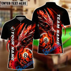 BlueJose Billiards 8 Ball Dragon Fire Light Personalized Name Shirt (4 Colors)