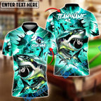 BlueJose Billiards 8-Ball Lightning Shark Personalized Name Shirt (4 Colors)