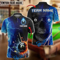 BlueJose Billiards 8-Ball Skull Lightning Strike Personalized Name Shirt (4 Colors)