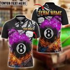 BlueJose Billiards 8-Ball Pool Double Flame Personalized Name Shirt (4 Colors)