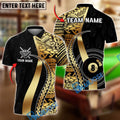BlueJose Billiards Ball 8 Golden Tribal Personalized Name Shirt (4 Colors)