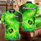 BlueJose Billiards 8 Ball Flaming Firestorm Personalized Name, Team Name Unisex Shirt (4 Colors)