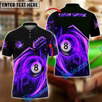 BlueJose Billiards Ball 8 Flame Rocket Personalized Name Shirt (4 Colors)
