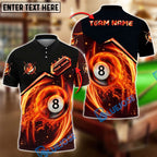 BlueJose Billiards Ball 8 Flame Rocket Personalized Name Shirt (4 Colors)