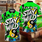 BlueJose Billiards 8&9 Ball Yin Yang Street Art Stay Wild Personalized Name Shirt (4 Colors)
