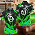 BlueJose Billiards 8 Ball Lightning Splash Personalized Name, Team Name Unisex Shirt (4 Colors)